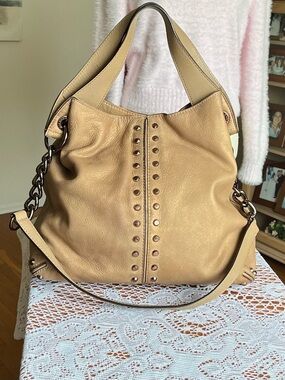 Michael Kors camel metallic Uptown Astor Large Shoulder tote (EUC) purse
